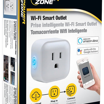 Powerzone ORRCWFII11 Wi-Fi Controlled Outlet, 1 -Pole, 15 A, 125 V, Grounded Socket, Wi-Fi, White :CD 1: QUANTITY: 1