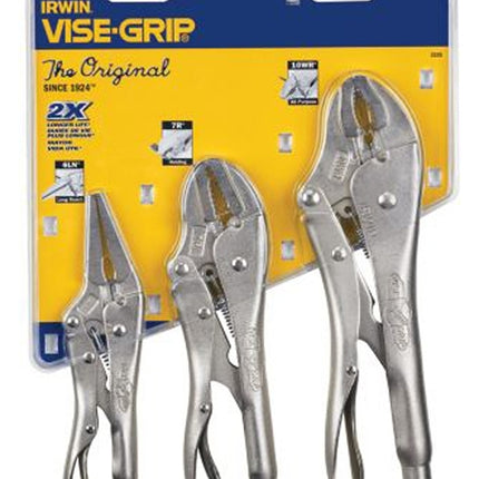 Irwin 323S Locking Pliers Set, 3-Piece, Alloy Steel, Silver :SET: QUANTITY: 1