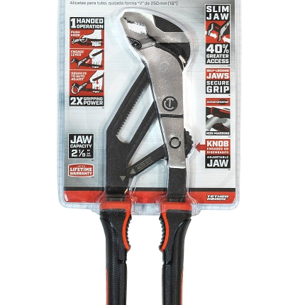 Crescent Z2 Auto-Bite Series RTAB10CG Tongue and Groove Plier, 10.9 in OAL, 2.2 in Jaw, Self-Locking Adjustment :CD: QUANTITY: 1