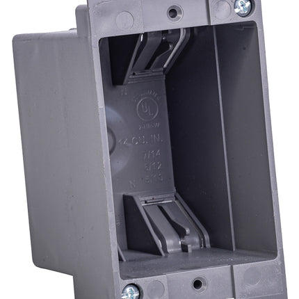 Gardner Bender BOX-RS14 Switch/Outlet Box, Standard Outlet, 1-Gang, 4-Knockout, PVC, Gray, In-Wall Mounting :EA: QUANTITY: 1