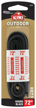 Kiwi 70449 Boot Lace, Round, Braided Nylon, Black, 72 in L :EA: QUANTITY: 3