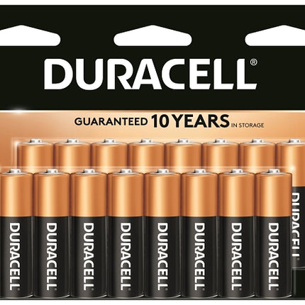 Duracell COPPERTOP MN1500 Series MN1500B16 Battery, 1.5 V Battery, AA Battery, Alkaline, Manganese Dioxide :CD 16: QUANTITY: 1