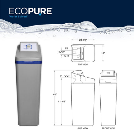 Ecopure EPHS Water Softener and Filter, 100 Grain, 16-1/2 in W, 48 in H, 19-3/4 in D :EA: QUANTITY: 1