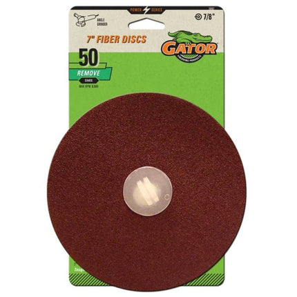 Gator 3082 Fiber Disc, 7 in Dia, 50 Grit, Coarse, Aluminum Oxide Abrasive, Fiber Backing :PK  3: QUANTITY: 1