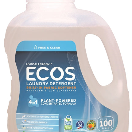 Ecos 9889/04 Laundry Detergent, 100 oz, Jug, Liquid, Neutral :EA: QUANTITY: 1