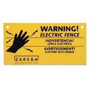 Zareba WS3 Electric Fencing Warning Sign, Black Legend, Yellow Background, Polypropylene, 8 in L, 4 in W :PK  3: QUANTITY: 1