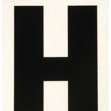 Hy-Ko RV-50/H Reflective Letter, Character: H, 3 in H Character, Black Character, Silver Background, Vinyl :CD: QUANTITY: 10