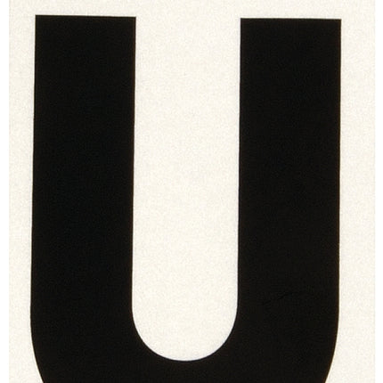 Hy-Ko RV-50/U Reflective Letter, Character: U, 3 in H Character, Black Character, Silver Background, Vinyl :CD: QUANTITY: 10