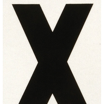 Hy-Ko RV-50/X Reflective Letter, Character: X, 3 in H Character, Black Character, Silver Background, Vinyl :CD: QUANTITY: 10