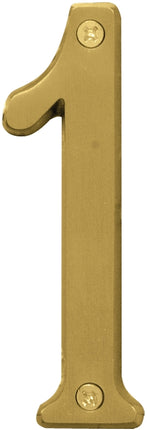 Hy-Ko Prestige Series BR-43BB/1 House Number, Character: 1, 4 in H Character, Brass Character, Brass :CD: QUANTITY: 3