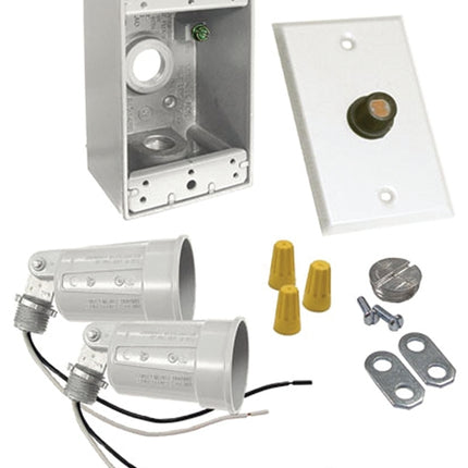 Hubbell 5883-6 Flood Light Kit, Dusk-to-Dawn, Metal, White, For: 2-Lampholders, Box, Cover and Photocell :CD: QUANTITY: 1