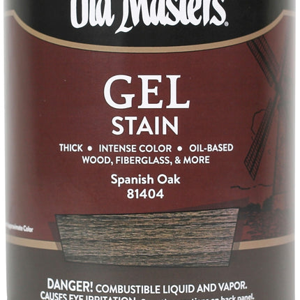 Old Masters 81404 Gel Stain, Spanish Oak, Liquid, 1 qt, Can :QUART: QUANTITY: 1