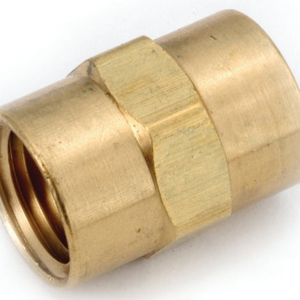 Anderson Metals 756103-02 Pipe Coupling, 1/8 in, FIPT, Brass :EA: QUANTITY: 1