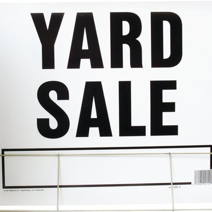 Hy-Ko LYS-5 Lawn Sign, YARD SALE, Black Legend, Plastic, 24 in W x 19 in H Dimensions :EA: QUANTITY: 5