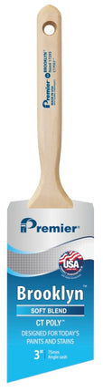 Premier Brooklyn 17293 Paint Brush, 3 in W, Angle Sash Brush, 3 in L Bristle, Polyester Bristle :EA: QUANTITY: 1