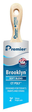 Premier Brooklyn 17306 Paint Brush, 2 in W, Short Sash Brush, 2-3/4 in L Bristle, Polyester Bristle :EA: QUANTITY: 1