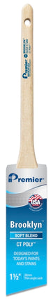 Premier Brooklyn 17280 Paint Brush, Angle Brush, 1-1/2 in L Bristle, Polyester Bristle, Sash Handle :EA: QUANTITY: 1