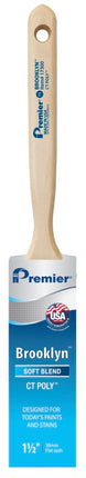 Premier Brooklyn 17300 Paint Brush, 1-1/2 in W, Flat Sash Brush, 2-1/2 in L Bristle, Polyester Bristle :EA: QUANTITY: 1