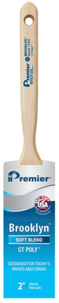 Premier Brooklyn 17301 Paint Brush, 2 in W, Flat Sash Brush, 2-3/4 in L Bristle, Polyester Bristle :EA: QUANTITY: 1