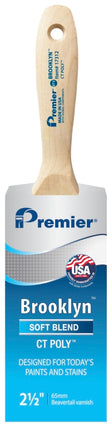 Premier Brooklyn 17312 Paint Brush, 2-1/2 in W, Beavertail Varnish Brush, 3 in L Bristle, Polyester Bristle :EA: QUANTITY: 1