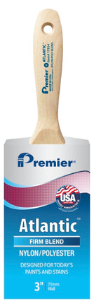 Premier Atlantic 17354 Paint Brush, 3 in W, Beavertail Varnish Wall Brush, 3-7/16 in L Bristle, Nylon/Polyester Bristle :EA: QUANTITY: 1