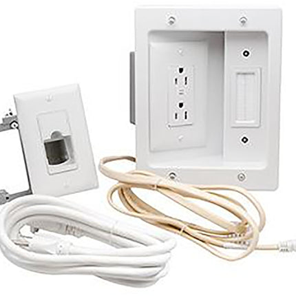 On-Q CPT306WV1 TV Power and Cable Management Kit, 125 VAC, NEMA: 5-15R, White :EA: QUANTITY: 1