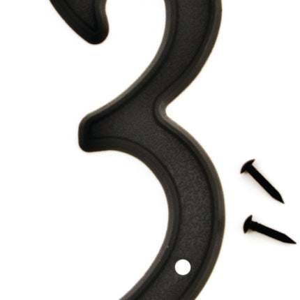 Hy-Ko PN-29/3 House Number, Character: 3, 4 in H Character, Black Character, Plastic :CD: QUANTITY: 10