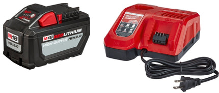 Milwaukee M18 REDLITHIUM 48-59-1200 Battery and Charger Starter Kit, 120 VAC Input, 18 V Output, 12 Ah, 2 hr Charge :EA: QUANTITY: 1