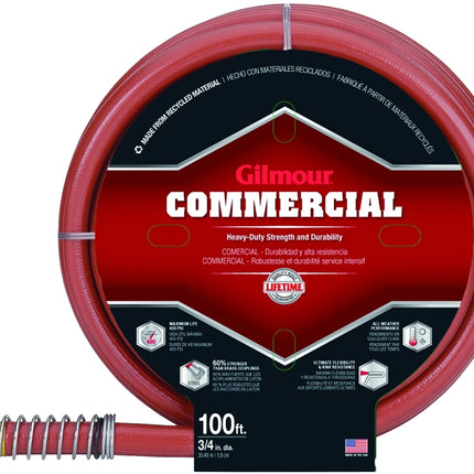 Gilmour 841001-1001 Heavy-Duty Garden Hose, 3/4 in, 100 ft L, Red :EA: QUANTITY: 1