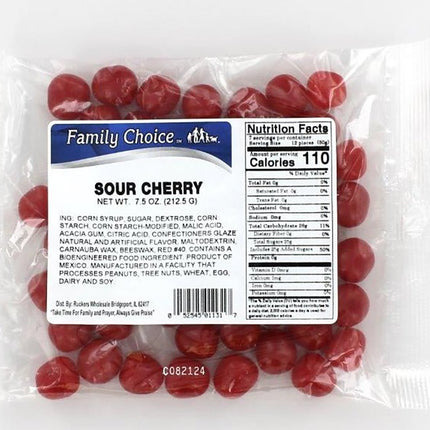 Family Choice 1131 Sour Candy, Cherry Flavor, 8 oz :BAG: QUANTITY: 12