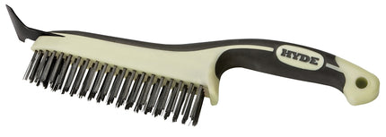 Hyde MAXXGRIP PRO 46834 Wire Brush with Scraper, 6 in L Brush, 1 in W Brush, HCS Bristle, 1-1/8 in L Trim :EA: QUANTITY: 1