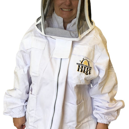 Harvest Lane Honey CLOTHSJM-102 Beekeeper Jacket with Hood, M, Zipper, Polycotton, White :EA: QUANTITY: 1