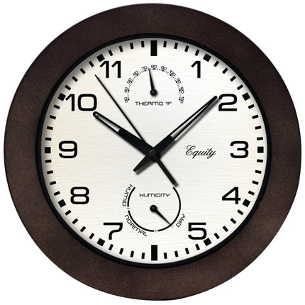 Equity 29005 Clock, Round, Dark Brown Frame, Plastic Clock Face, Analog :EA: QUANTITY: 1