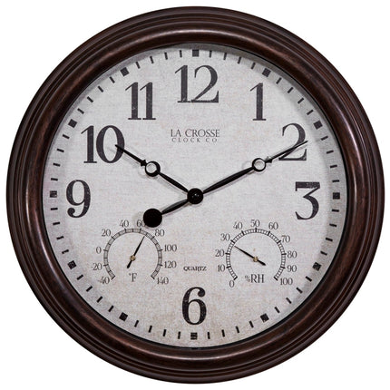 Equity 404-3015 Clock, Round, Brown Frame, Plastic Clock Face, Analog :EA: QUANTITY: 1