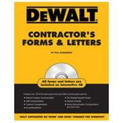 DeWALT 9780977718320 How-To Book, Contractor's Forms and Letters, Author: Paul Rosenberg, English, Paperback Binding :EA: QUANTITY: 1