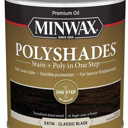 Minwax 613950444 Waterbased Polyurethane Stain, Satin, Liquid, Classic Black, 1 qt, Can :QUART: QUANTITY: 1