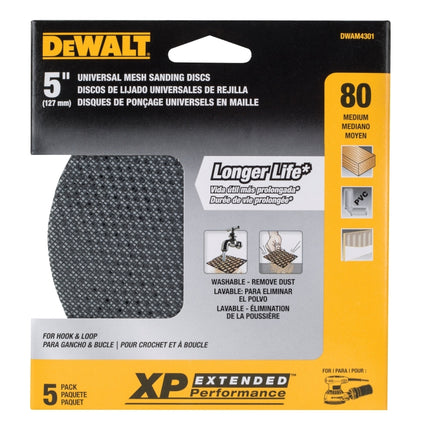 DeWALT DWAM4301 Sanding Disc, 5 in Dia, 80 Grit, Medium, Silicone Carbide Abrasive