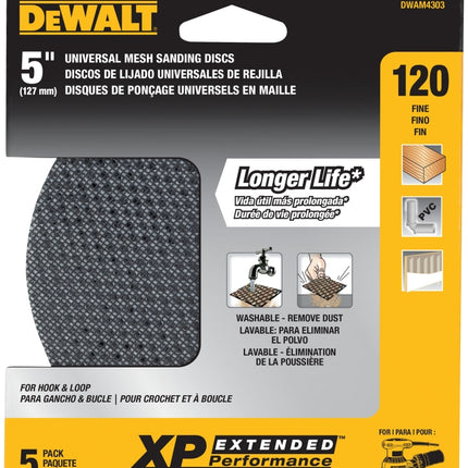 DeWALT DWAM4303 Sanding Disc, 5 in Dia, 120 Grit, Fine, Silicone Carbide Abrasive