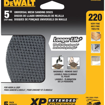 DeWALT DWAM4306 Sanding Disc, 5 in Dia, 220 Grit, Very Fine, Silicone Carbide Abrasive :CD 5: QUANTITY: 1