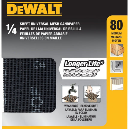 DeWALT DWAM4321 Sandpaper, 5-1/2 in L, 4-1/2 in W, Medium, 80 Grit, Silicon Carbide Abrasive :CD 5: QUANTITY: 1