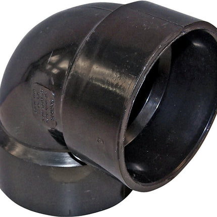 Canplas 102202BC Pipe Elbow, 2 in, Hub, 90 deg Angle, ABS, Black :EA: QUANTITY: 1