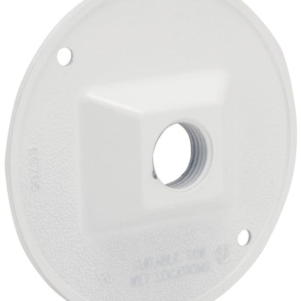 Hubbell 5193-6 Cluster Cover, 4-1/8 in Dia, 4-1/8 in W, Round, Metal, White, Powder-Coated