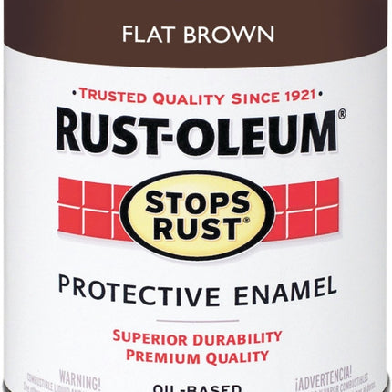 RUST-OLEUM STOPS RUST 239083 Protective Enamel, Flat, Brown, 1 qt Can