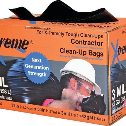 Xtreme INV-50-20CB-I Contractor Clean-Up Bag, 42 gal Capacity :BX 20: QUANTITY: 1