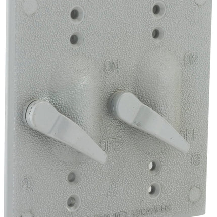 Hubbell 5124-0 Two-Toggle Cover, 4-17/32 in L, 4-17/32 in W, Aluminum, Gray, Powder-Coated :EA: QUANTITY: 1