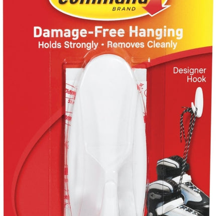 Command 17083 Designer Hook, 3/4 in Opening, 5 lb, 1-Hook, Plastic, White :CD 1: QUANTITY: 4