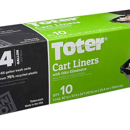 Toter GB064-R8000 Trash Cart Liner, 64 gal Capacity, Plastic, Black :PK10: QUANTITY: 1