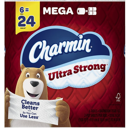 Charmin Ultra Strong 04176 Bathroom Tissue, 2-Ply, Paper, 6/PK :PK 6: QUANTITY: 4