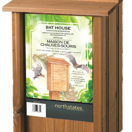 North States 1641 Bat House, 9 in W, 5-1/4 in D, 12 in H, Cedar Wood, Post, Fence Mounting :EA: QUANTITY: 1