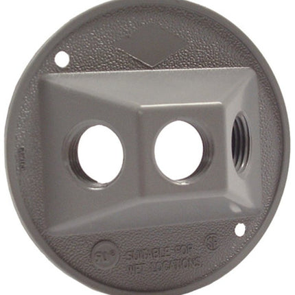 Hubbell 5197-5 Cluster Cover, 4-1/8 in Dia, 4-1/8 in W, Round, Metal, Gray, Powder-Coated :CD: QUANTITY: 1